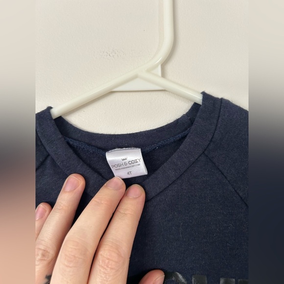 Posh & Cozy Navy “HANDSOME” Crew Neck 4T - Picture 2 of 6